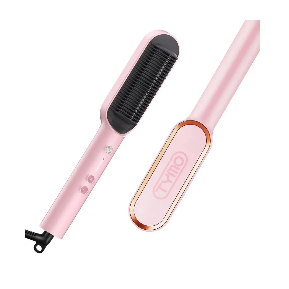 TYMO RingHair Straightener Comb Brush Pink Hot Hair Styling Tool